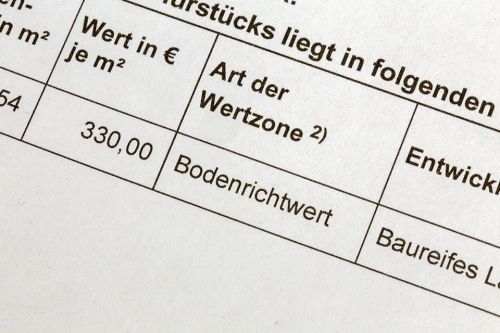 Dokument mit Bodenrichtwert